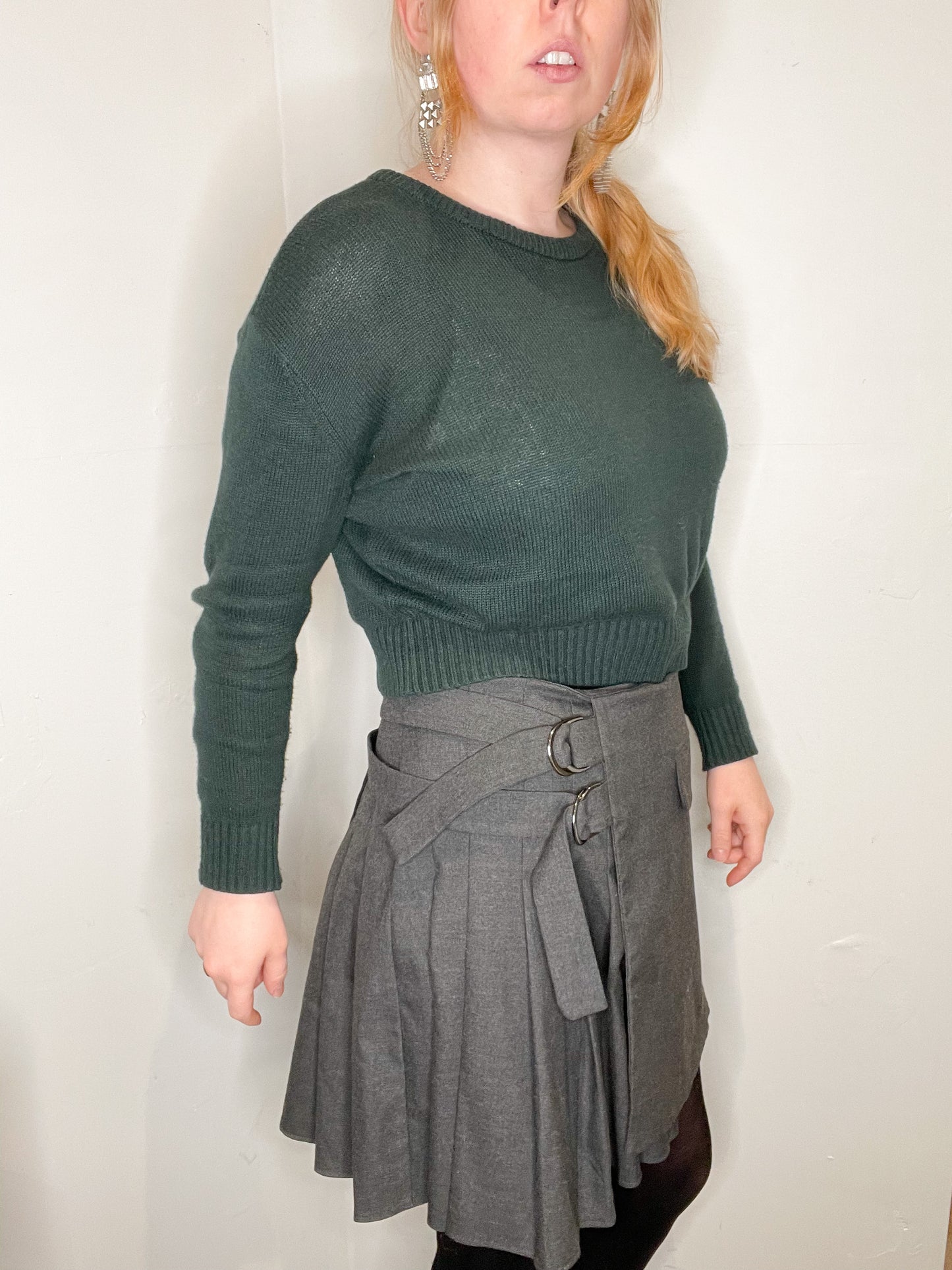 Zara Grey Pleated Wrap Mini Skirt - M/L