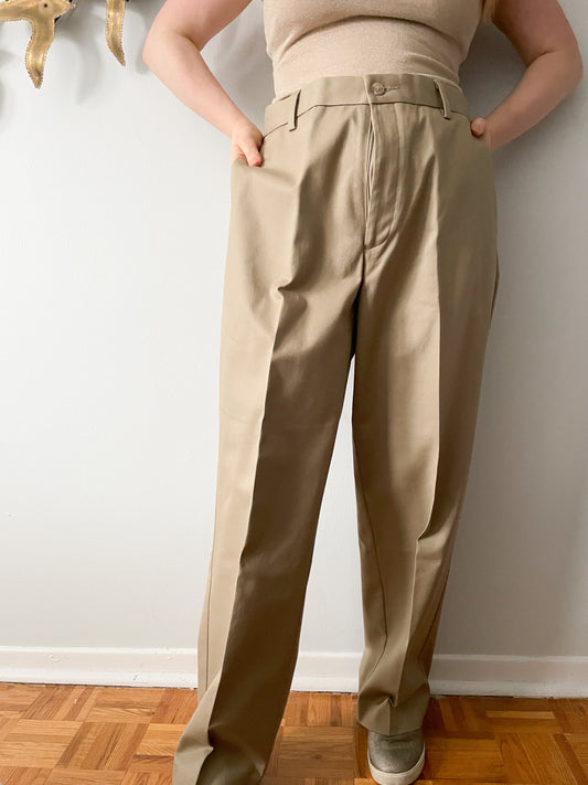 Dockers Beige Signature Iron Free Khaki Wide Leg High Rise Trouser Pants - XL