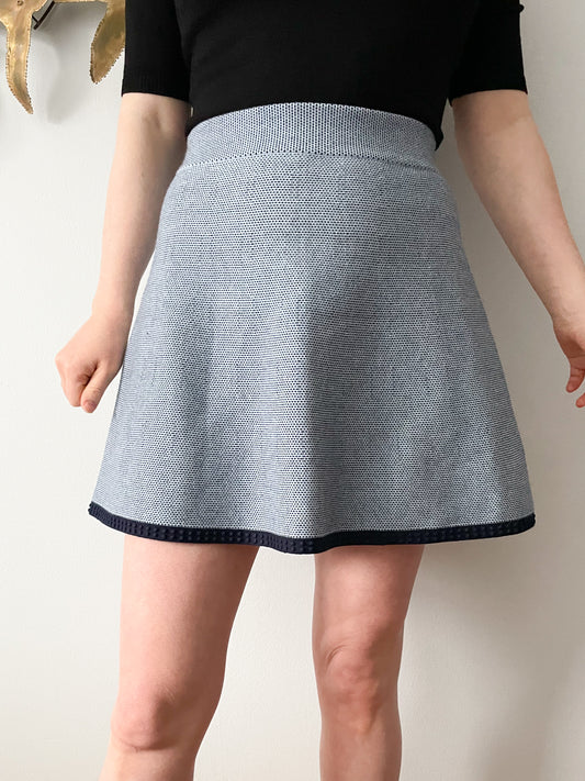 Club Monaco Blue Dotted Knit Fit Flare Skirt - Small