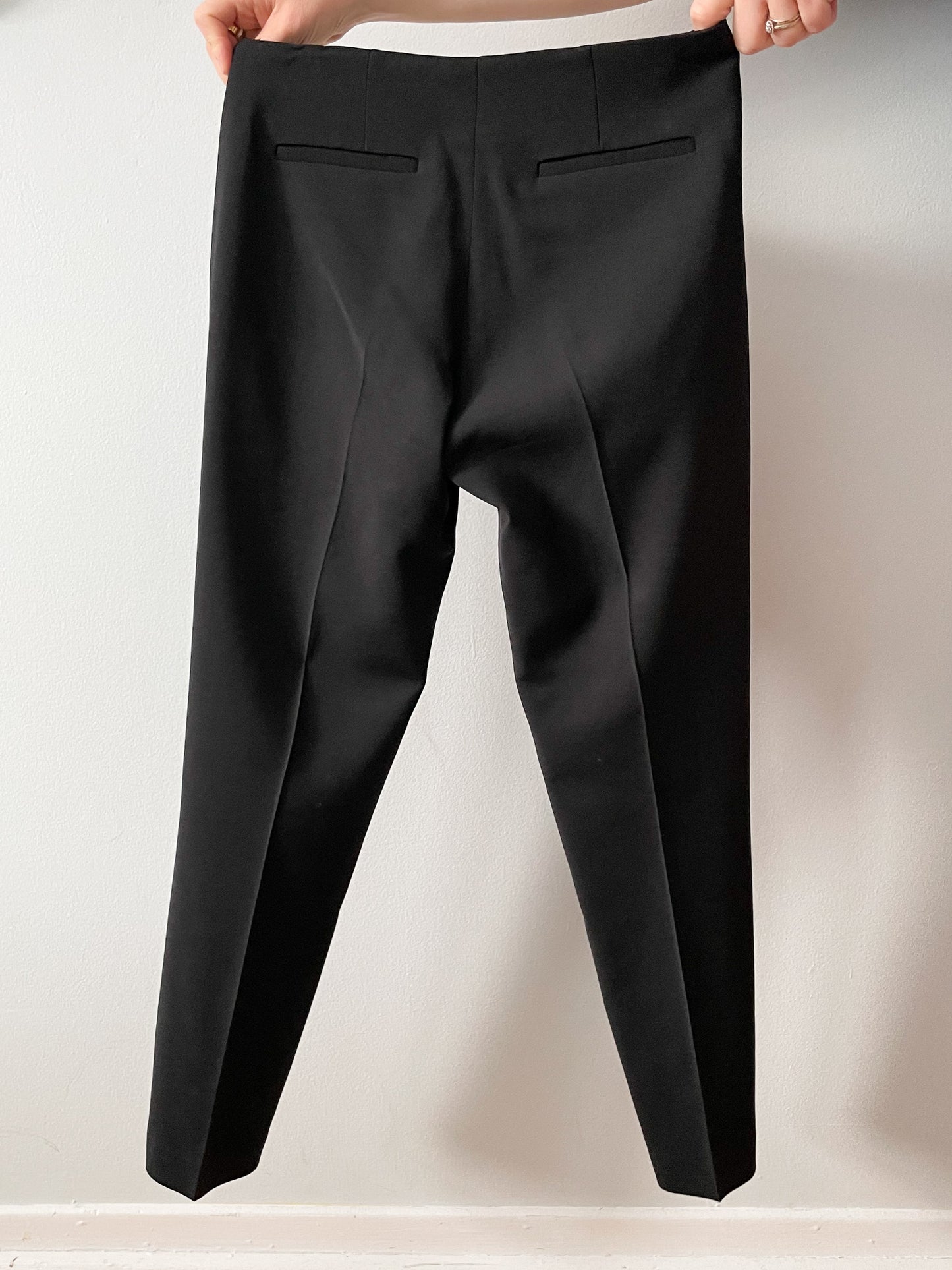 Judith & Charles Black Pleated Wool Straight Leg Mid Rise Trouser Pants - XS