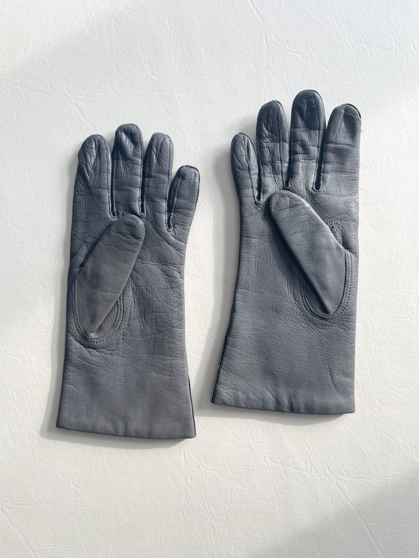 Grey Genuine Leather Gloves