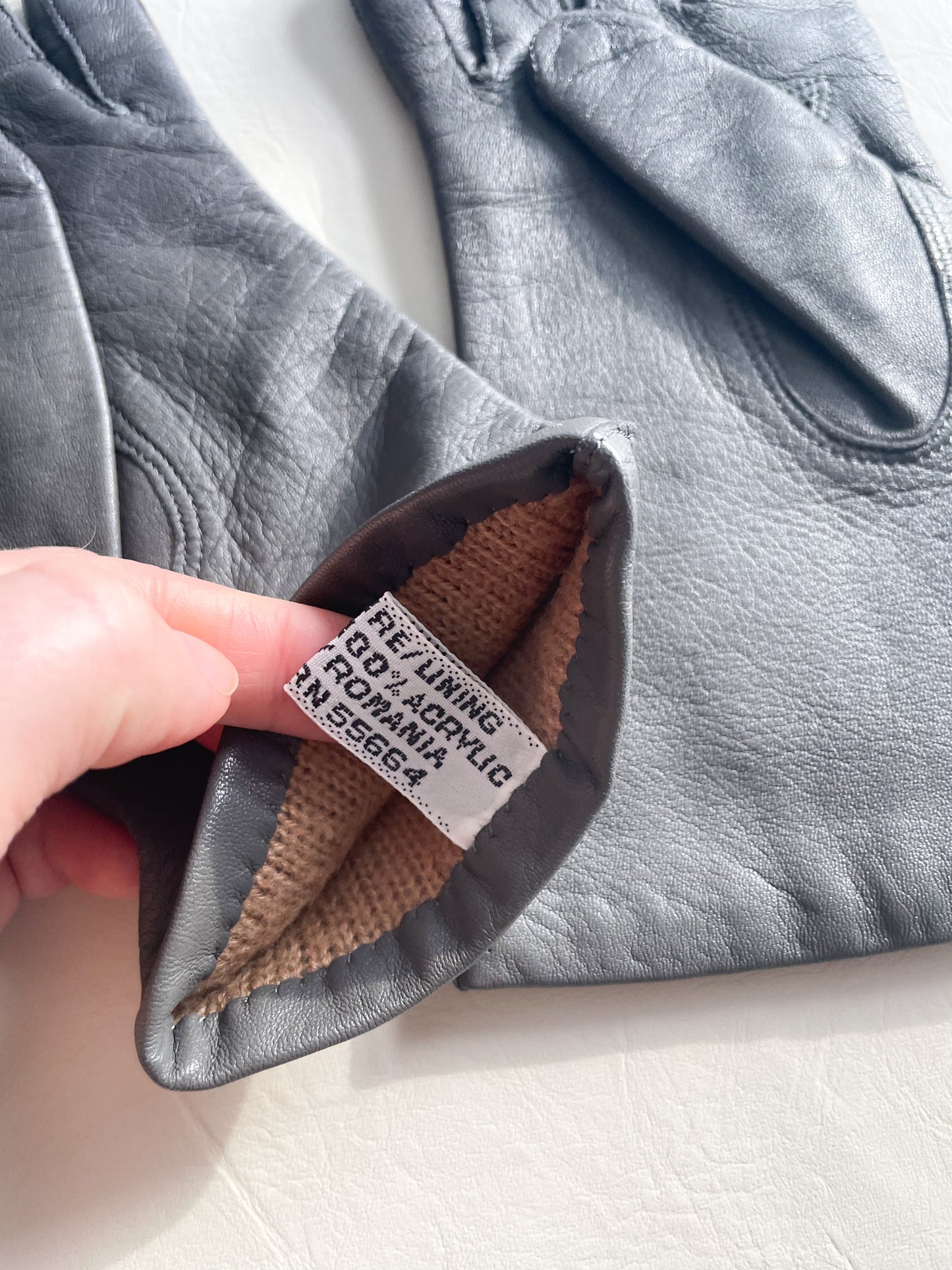 Grey Genuine Leather Gloves