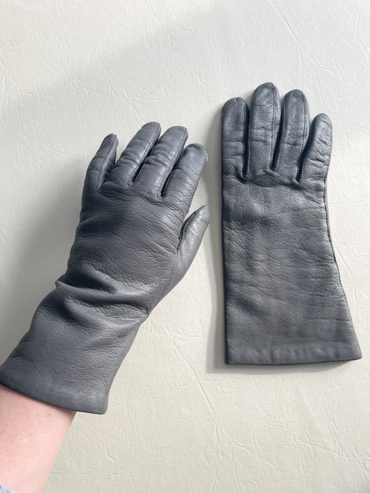 Grey Genuine Leather Gloves