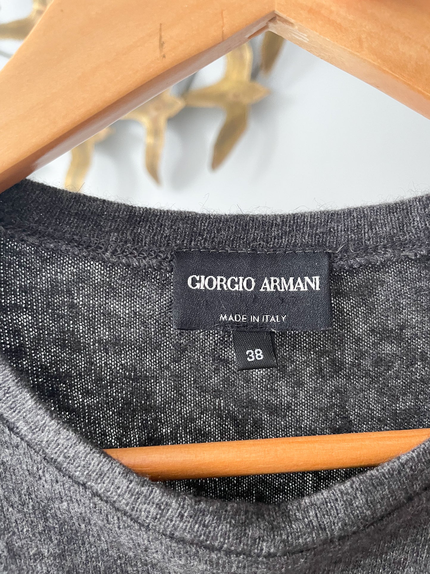 Giorgio Armani Grey Wool Blend Cropped Short Sleeves Jumper T-Shirt - XS/S