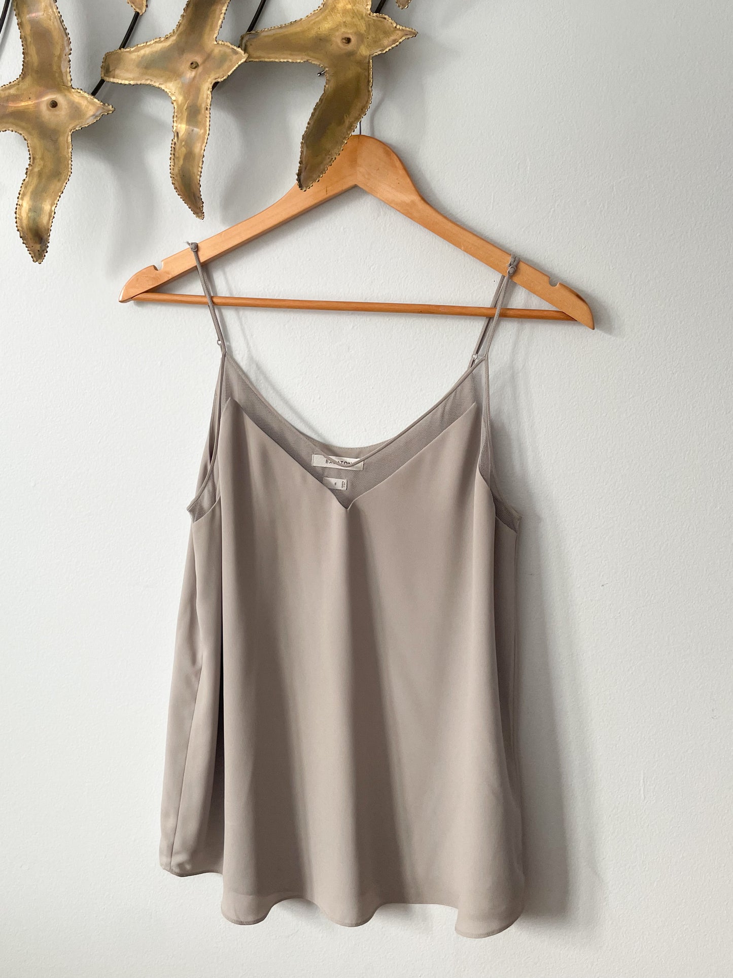 Babaton Grey V-Neck Sheer Cutout Sleeveless Top - Small
