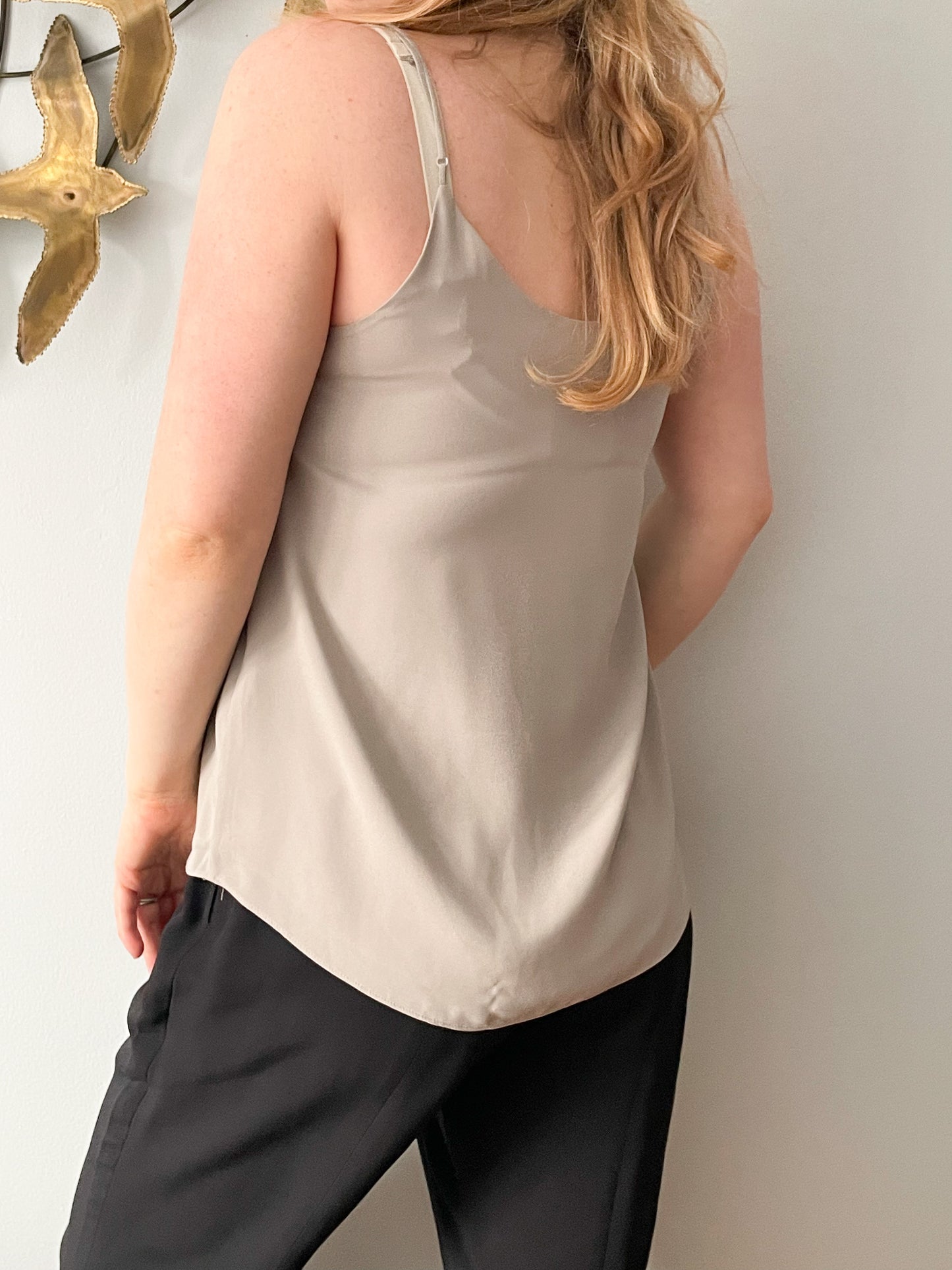 Babaton Grey V-Neck Sheer Cutout Sleeveless Top - Small