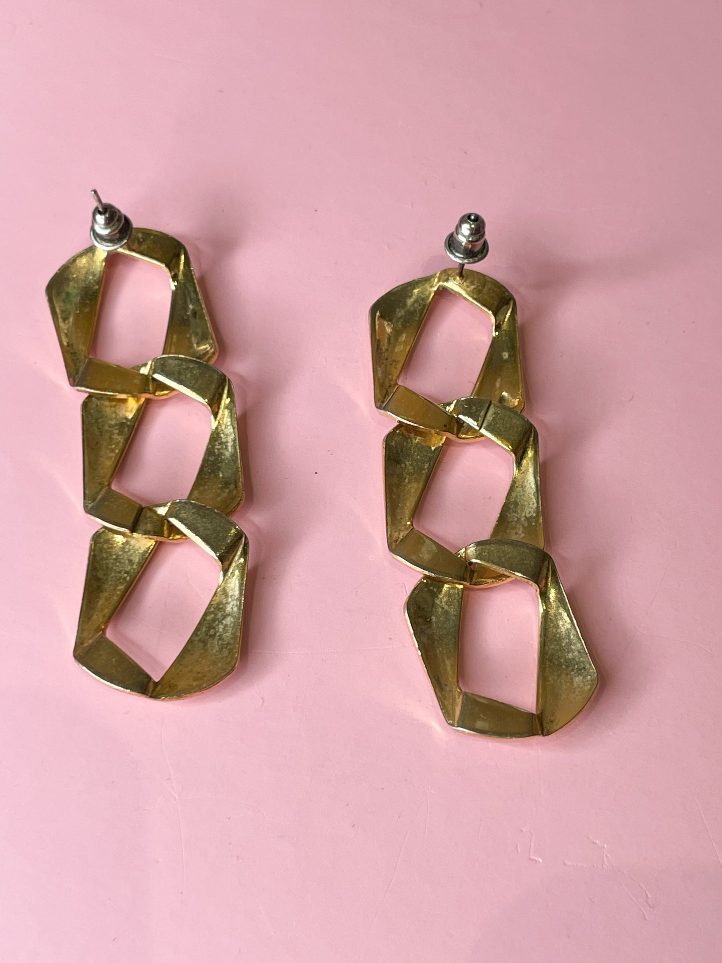 Gold Link Oversized Dangle Earrings