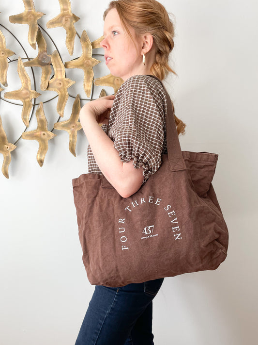 Four Three Seven Brown Natural Organic Cotton Tote Bag