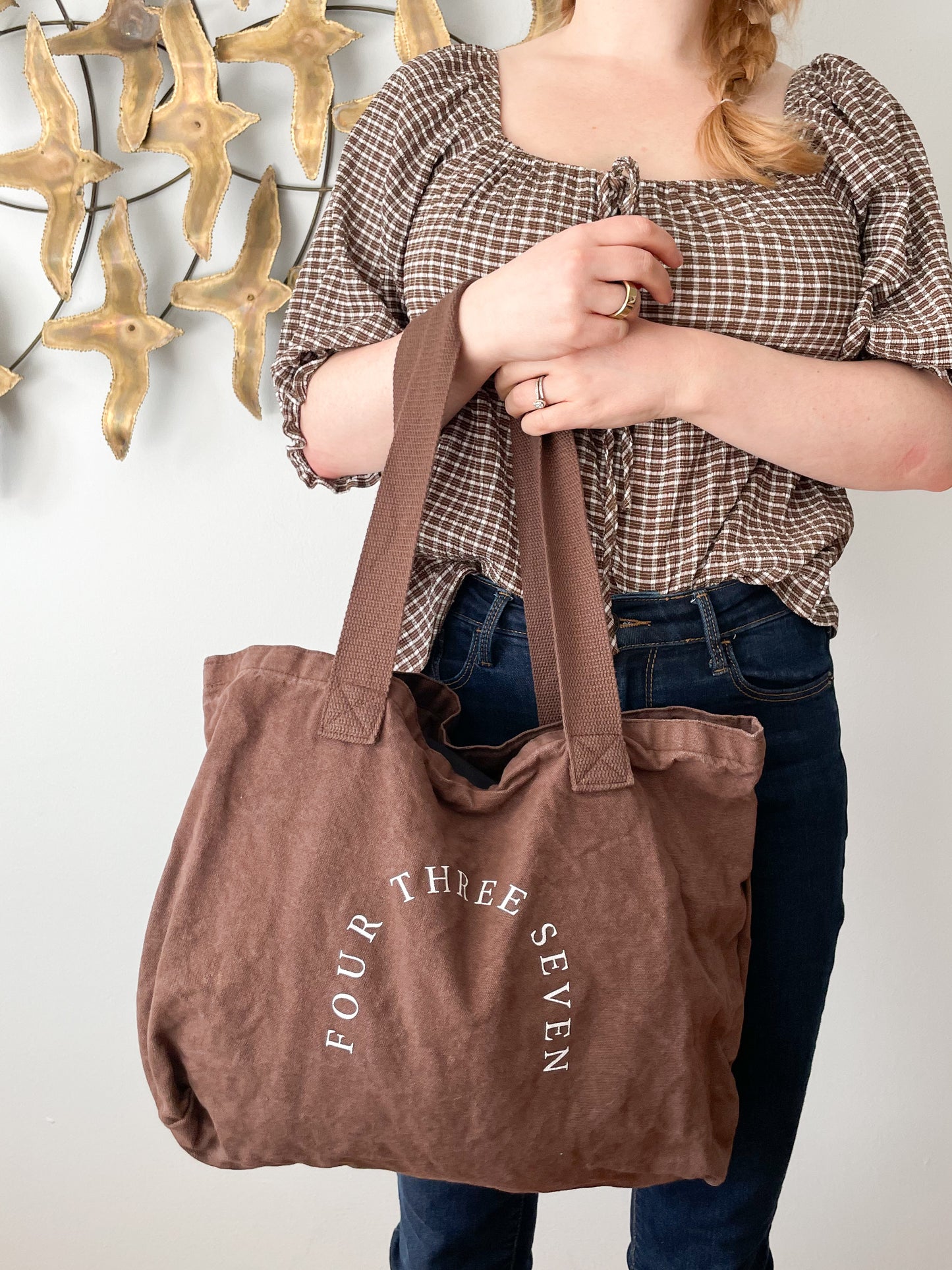 Four Three Seven Brown Natural Organic Cotton Tote Bag