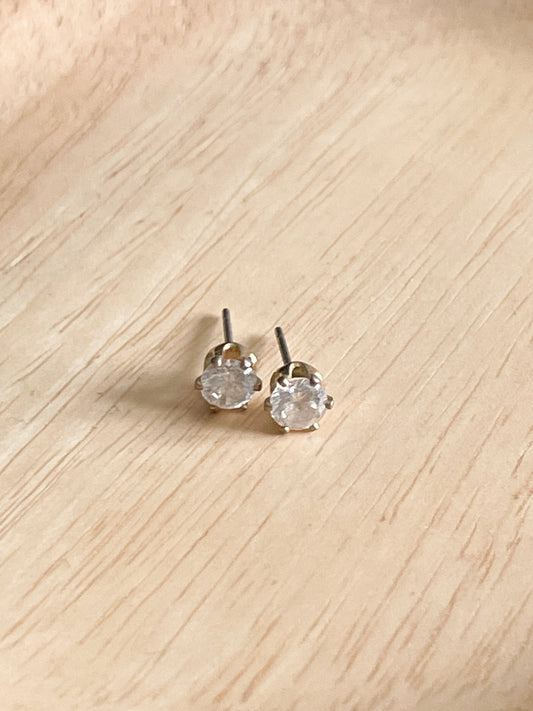 Crystal Gold Prong Stud Earrings