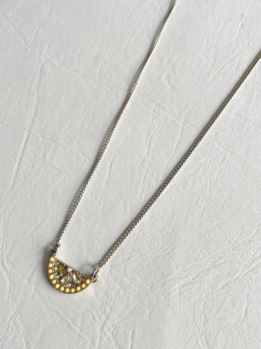 Champagne Yellow Lemon Half Moon Delicate Necklace