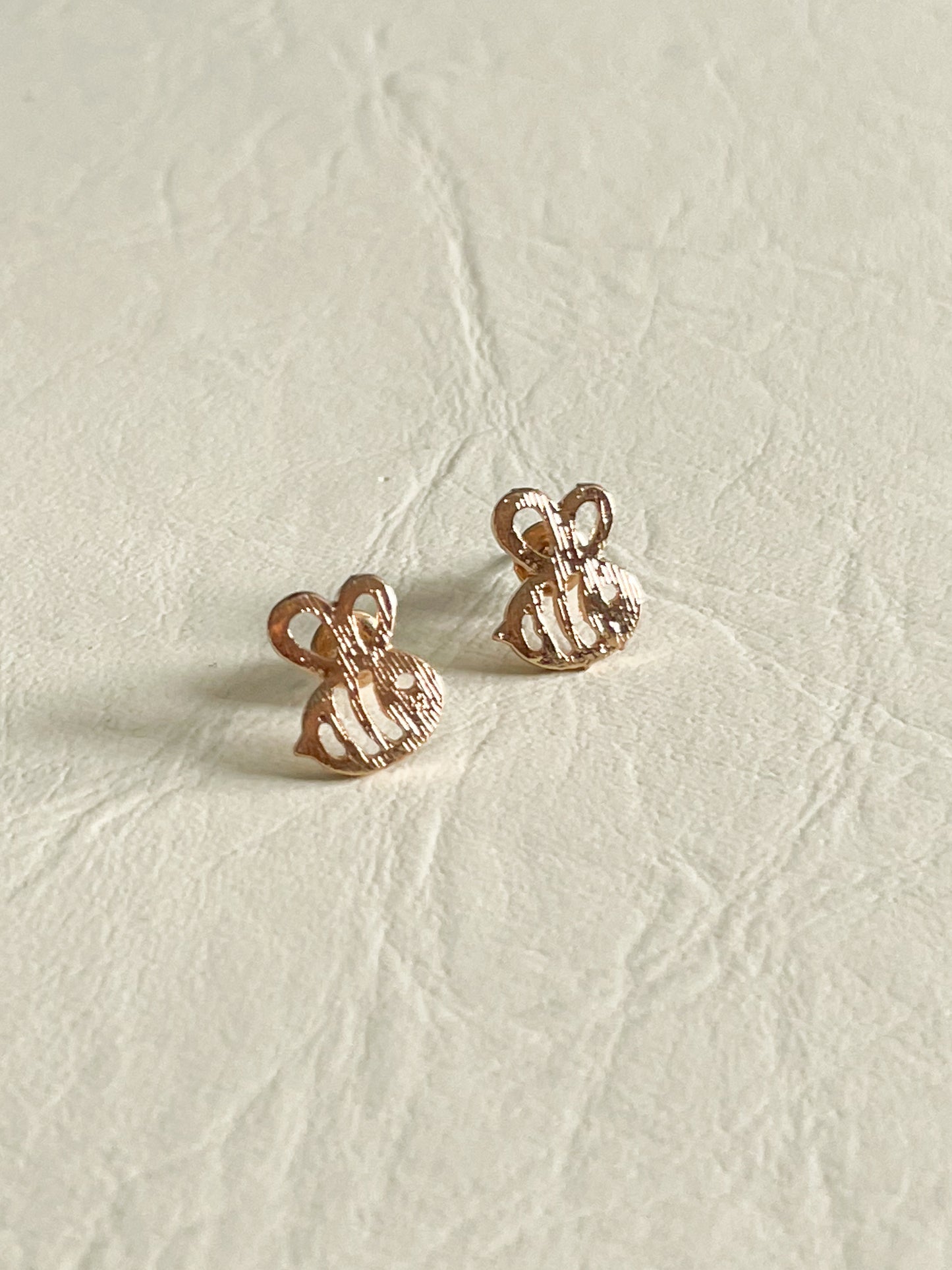 Gold Bee Cutout Stud Earrings