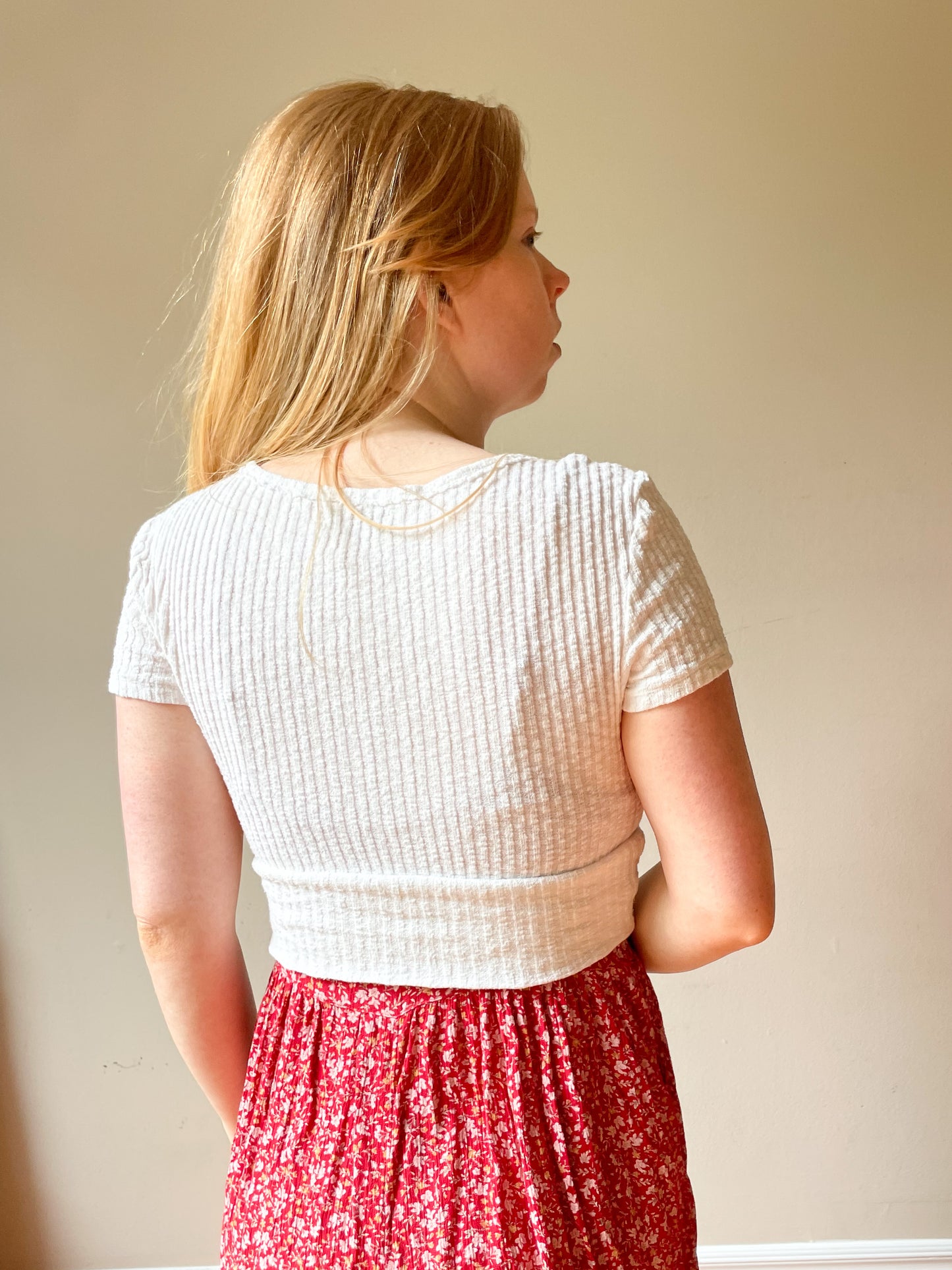 Urban Outfitters White Wrap Style Cropped Top - S/M