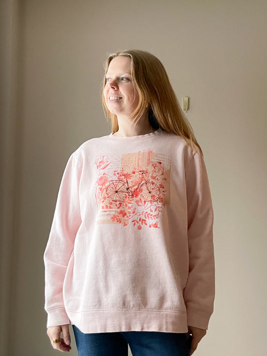 Northern Reflections Pink Bicycle Graphic Sweatshirt – Fleece Lined - Size M/L