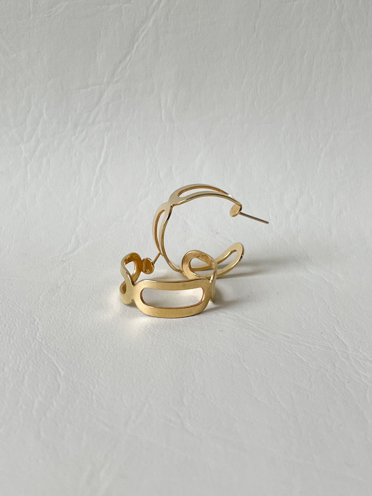 Gold Abstract Open Hoop Earrings – Sculptural Statement Design