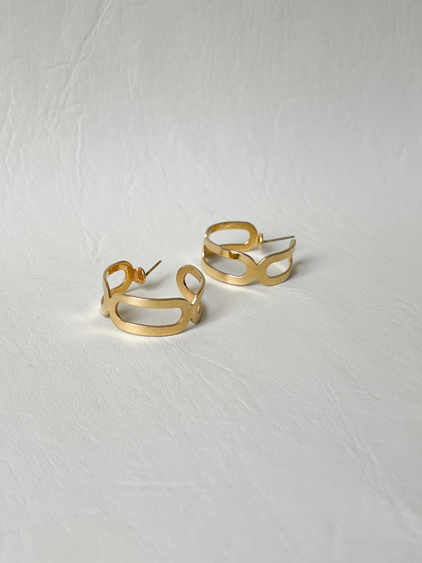 Gold Abstract Open Hoop Earrings – Sculptural Statement Design