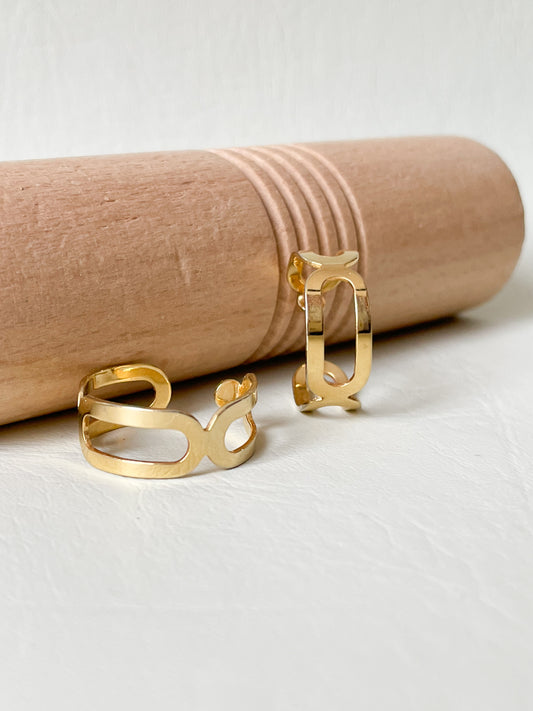 Gold Abstract Open Hoop Earrings – Sculptural Statement Design