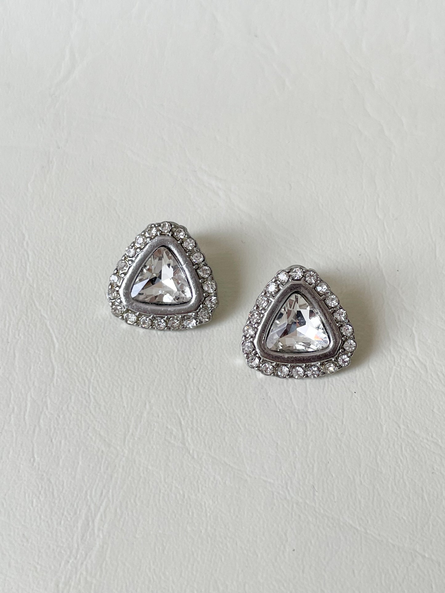 Triangular Crystal Halo Stud Earrings – Vintage Glamour