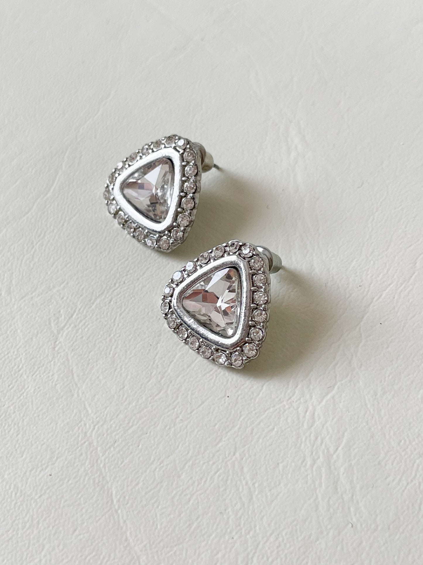 Triangular Crystal Halo Stud Earrings – Vintage Glamour