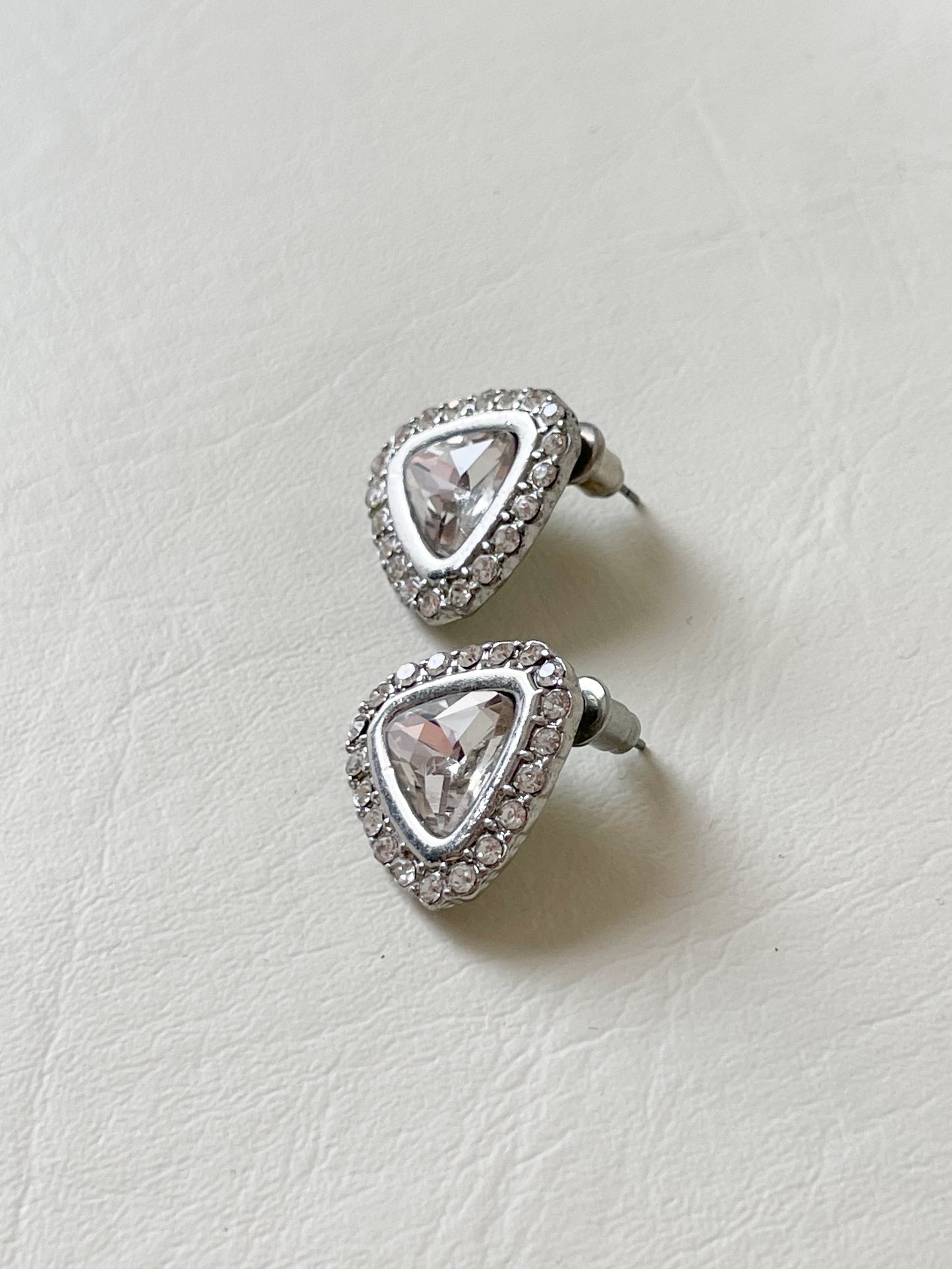 Triangular Crystal Halo Stud Earrings – Vintage Glamour