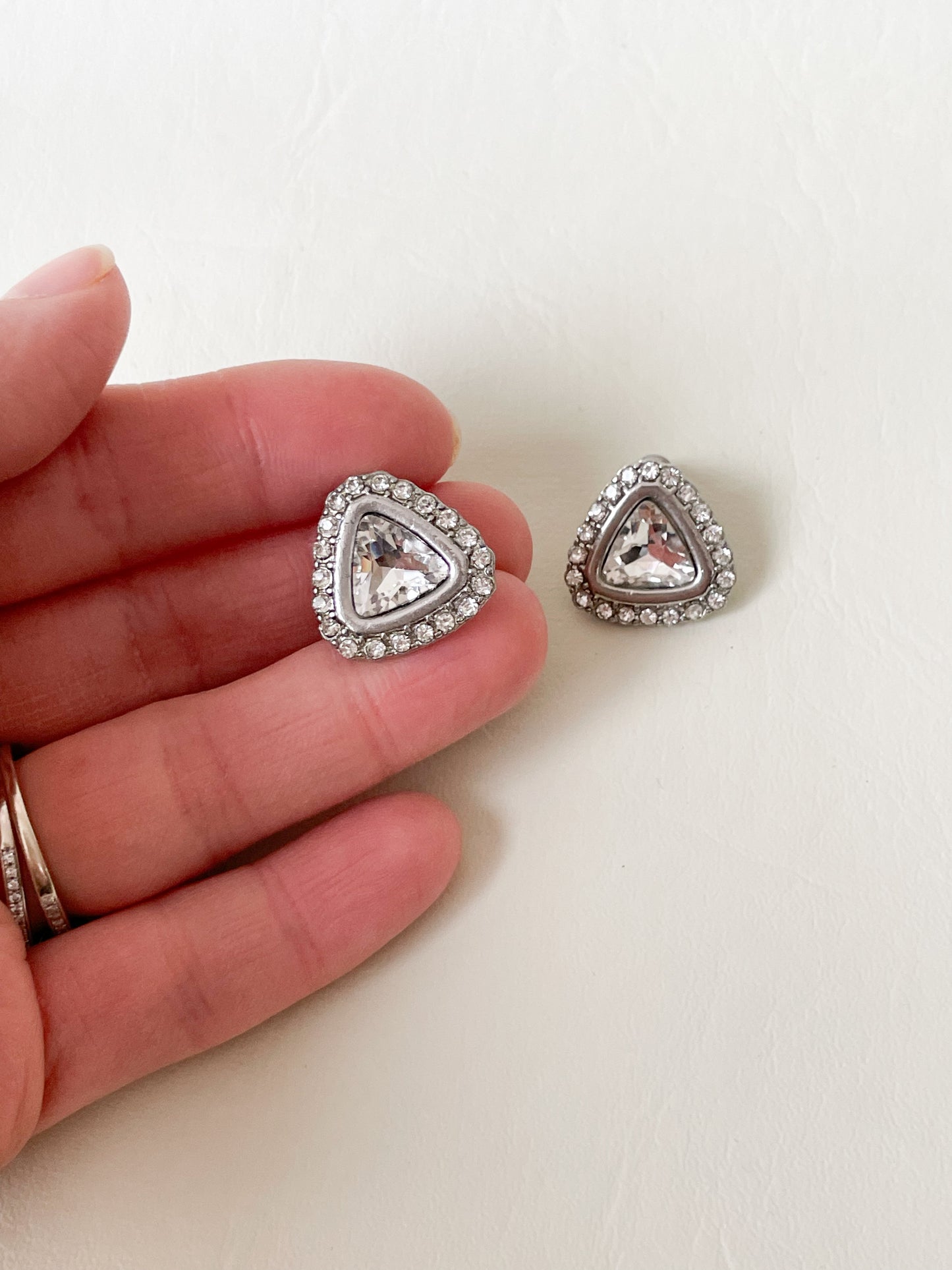 Triangular Crystal Halo Stud Earrings – Vintage Glamour