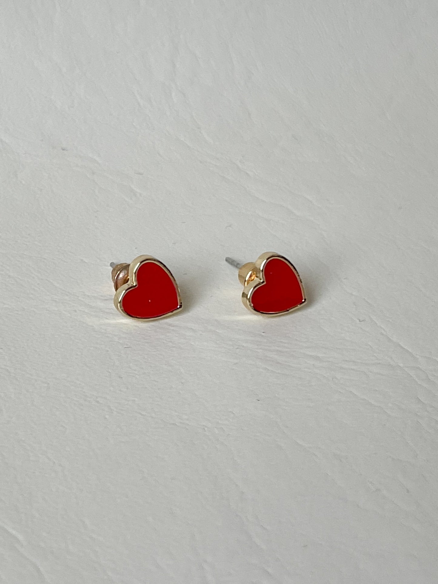 Red Enamel Heart Stud Earrings – Playful & Classic