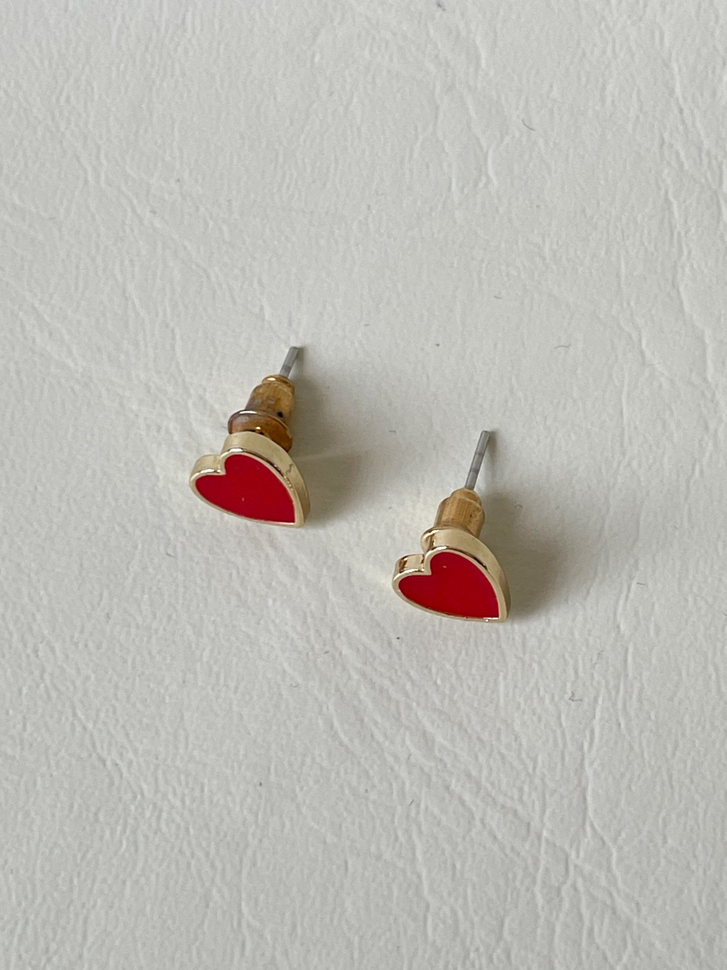Red Enamel Heart Stud Earrings – Playful & Classic