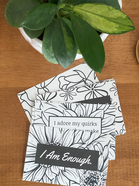 Positive Affirmation Self-Love Colouring Postcard Deck