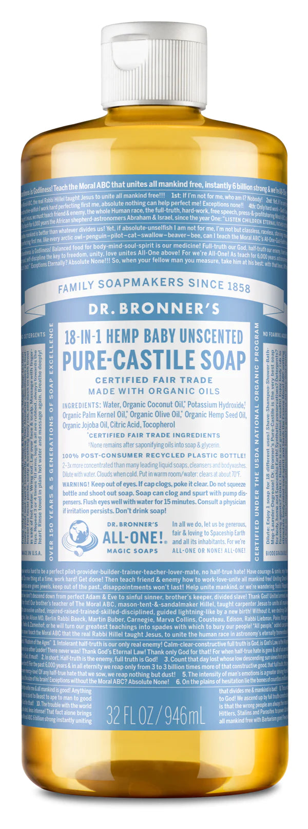 Unscented Baby - Dr. Bronner's Organic Pure Castile Liquid Soap