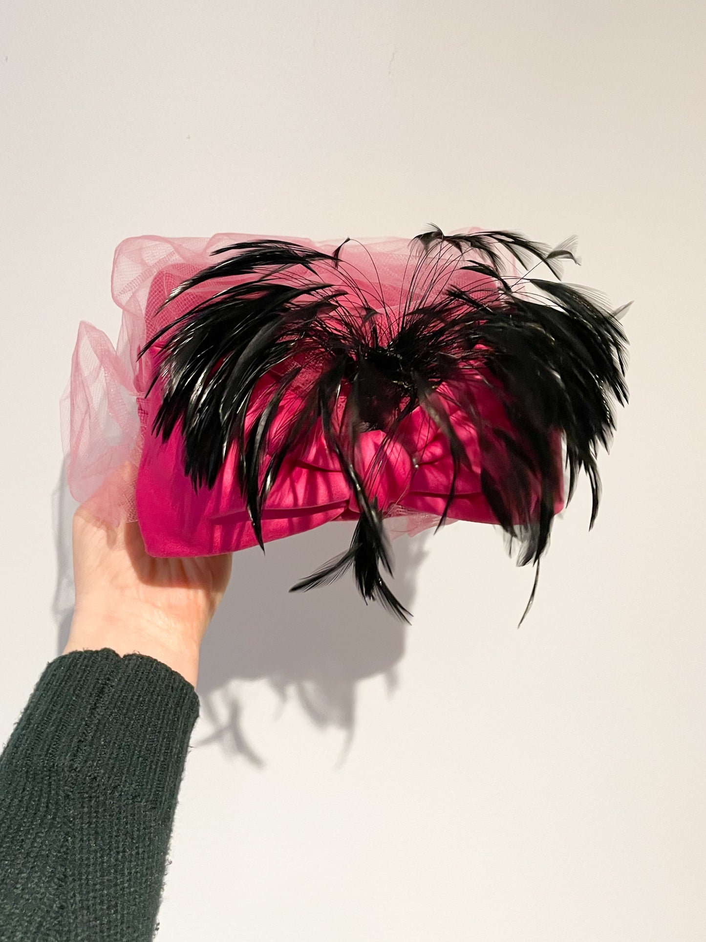 Geo. W. Bollman & Co. Vintage Pink Feather Pillbox Hat
