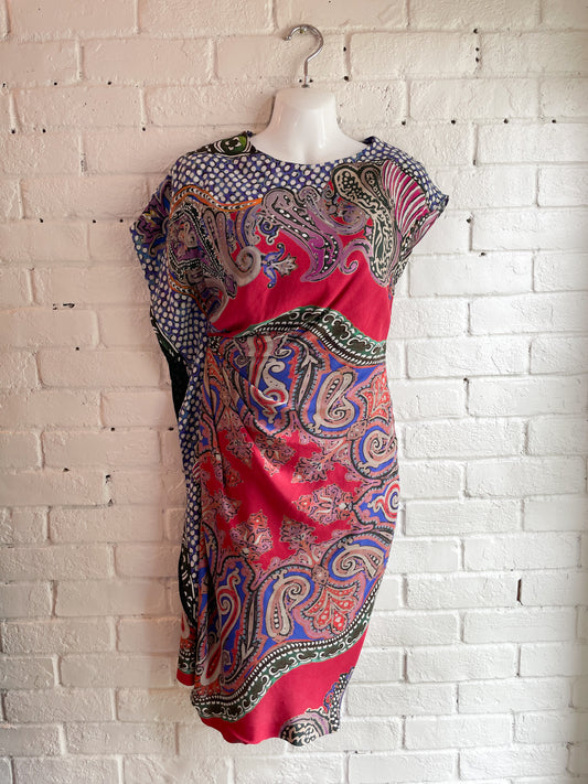 ETRO Print Sheath Dress with Asemmetrical Ruffles - Size EU 38 / XS