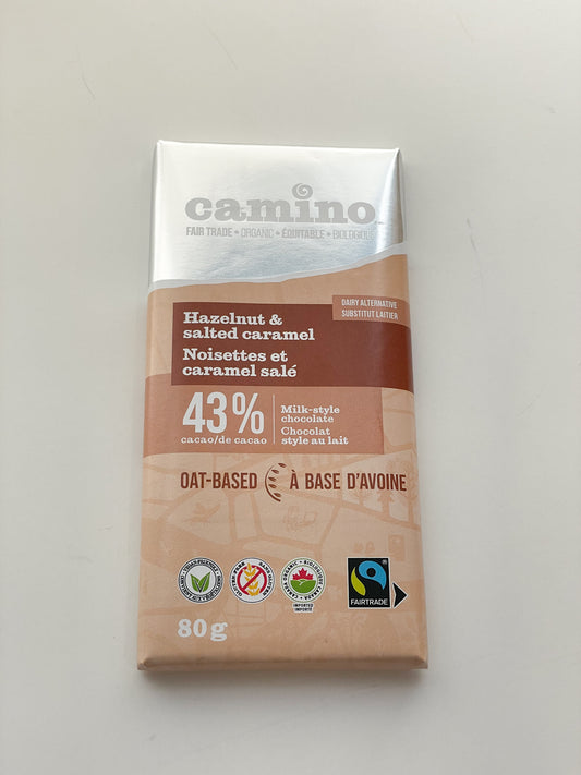 Camino Organic & Fair Trade Hazelnuts & Salted Caramel Oat-Based Milk-Style (43% Cacao) Chocolate Bar
