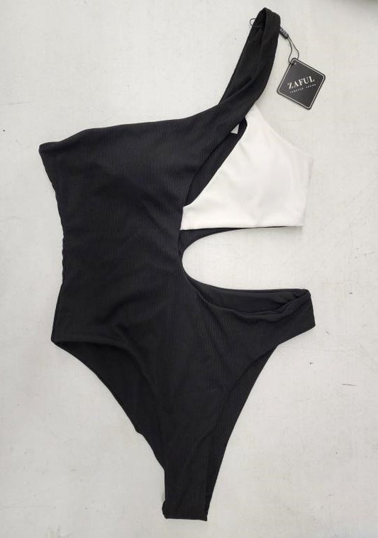 Zaful Black and White One Piece Cutout Swimwear Large NWT