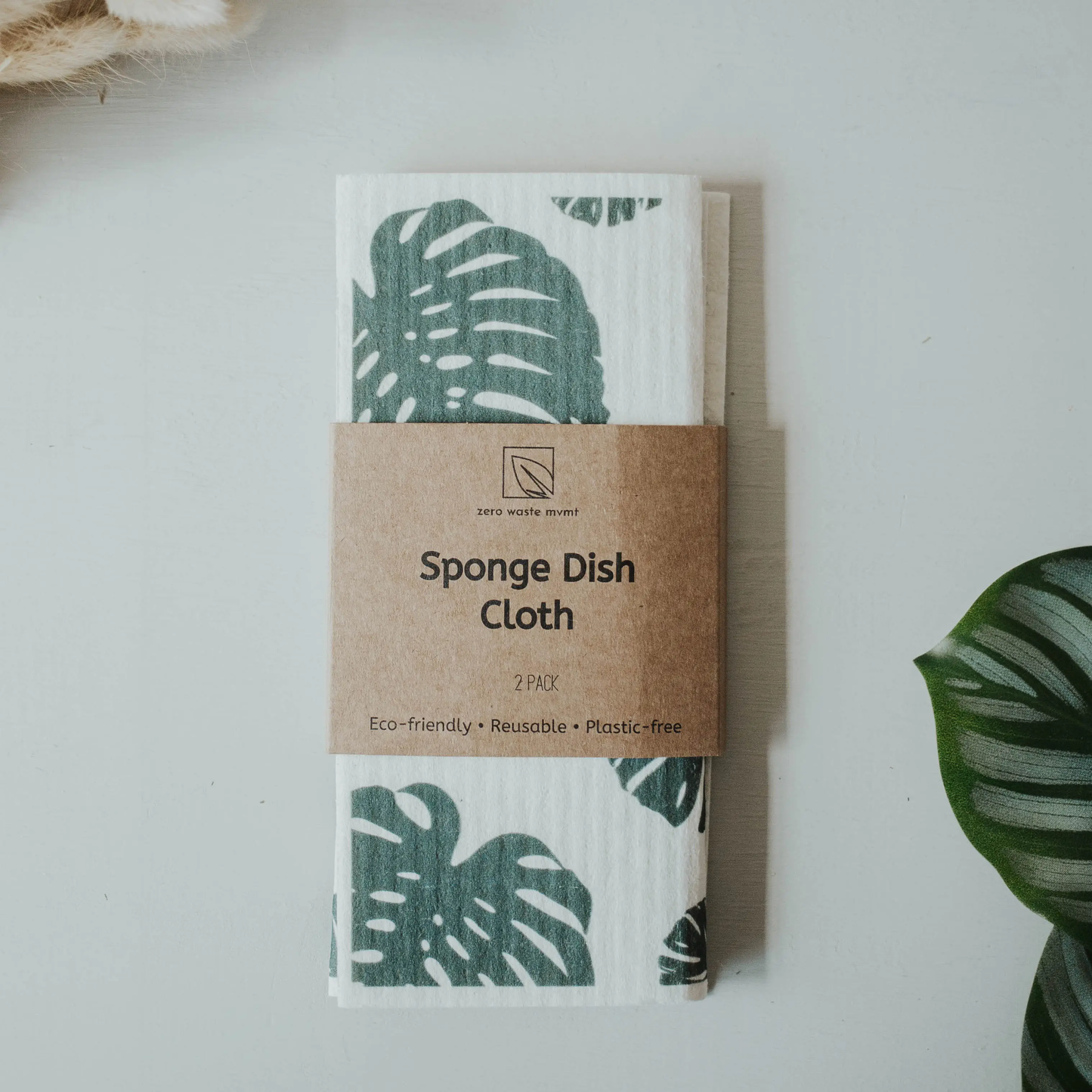 Reusable Dish Cloth | Swedish Dishcloth | Monstera Print - 2 Pack