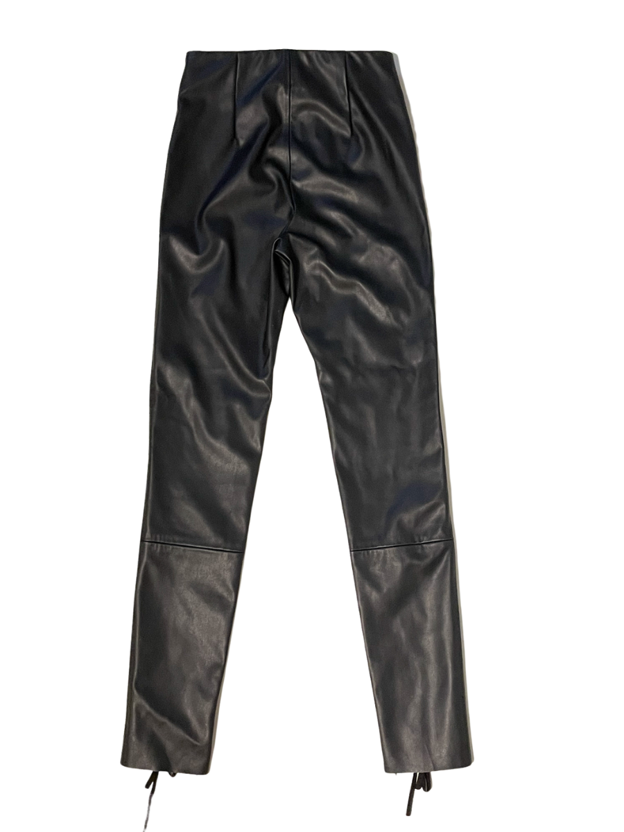 Dex Black Faux Leather Lace Up Zipper Legging Pants - XS