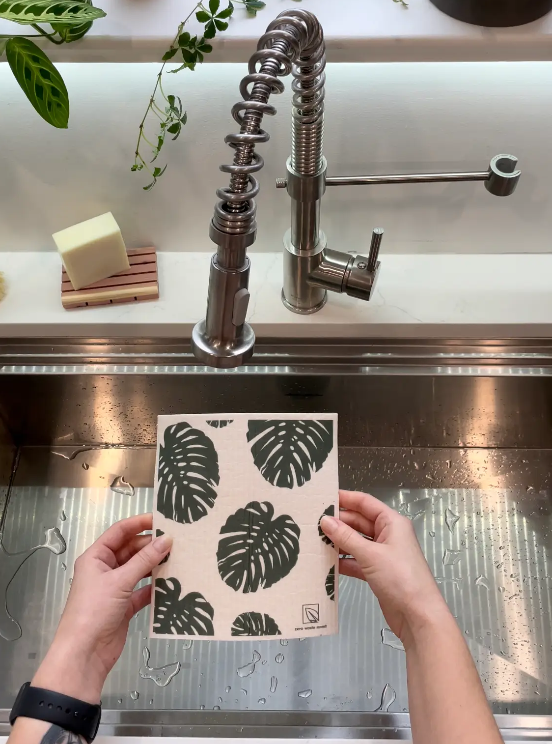 Reusable Dish Cloth | Swedish Dishcloth | Monstera Print - 2 Pack
