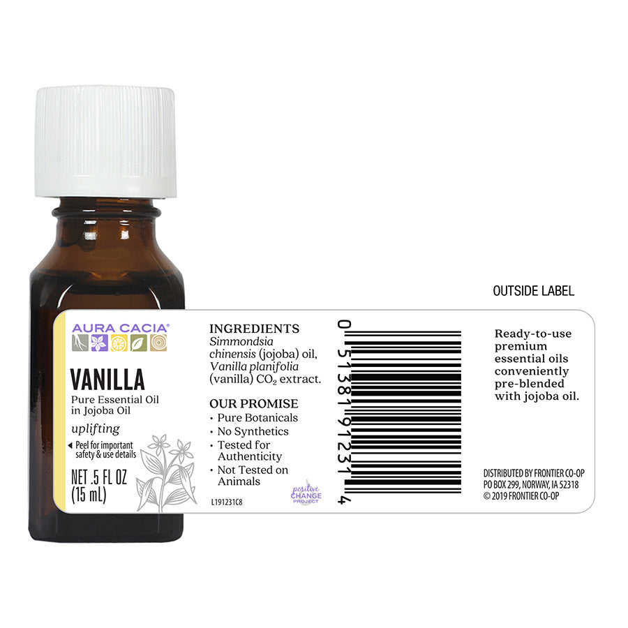 Aura Cacia Vanilla Essential Oil (In Jojoba Oil) - 0.5 FL. OZ.