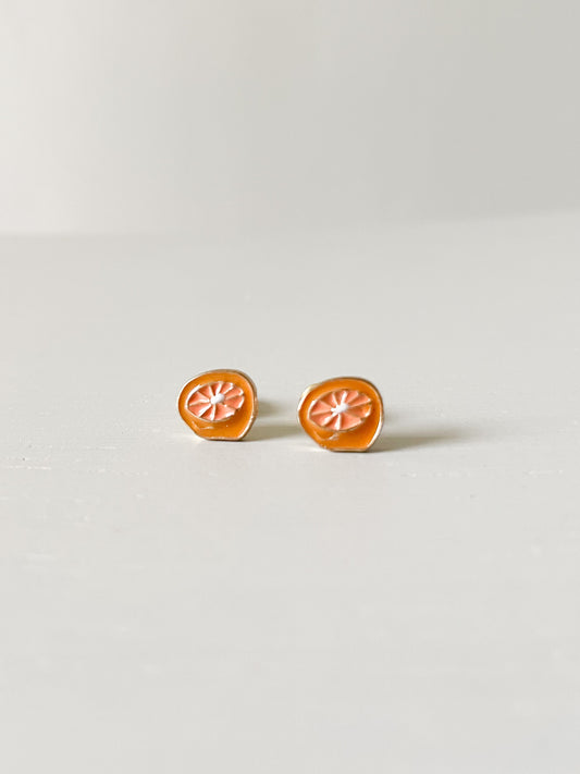 Citrus Lemon Stud Enamel Earrings