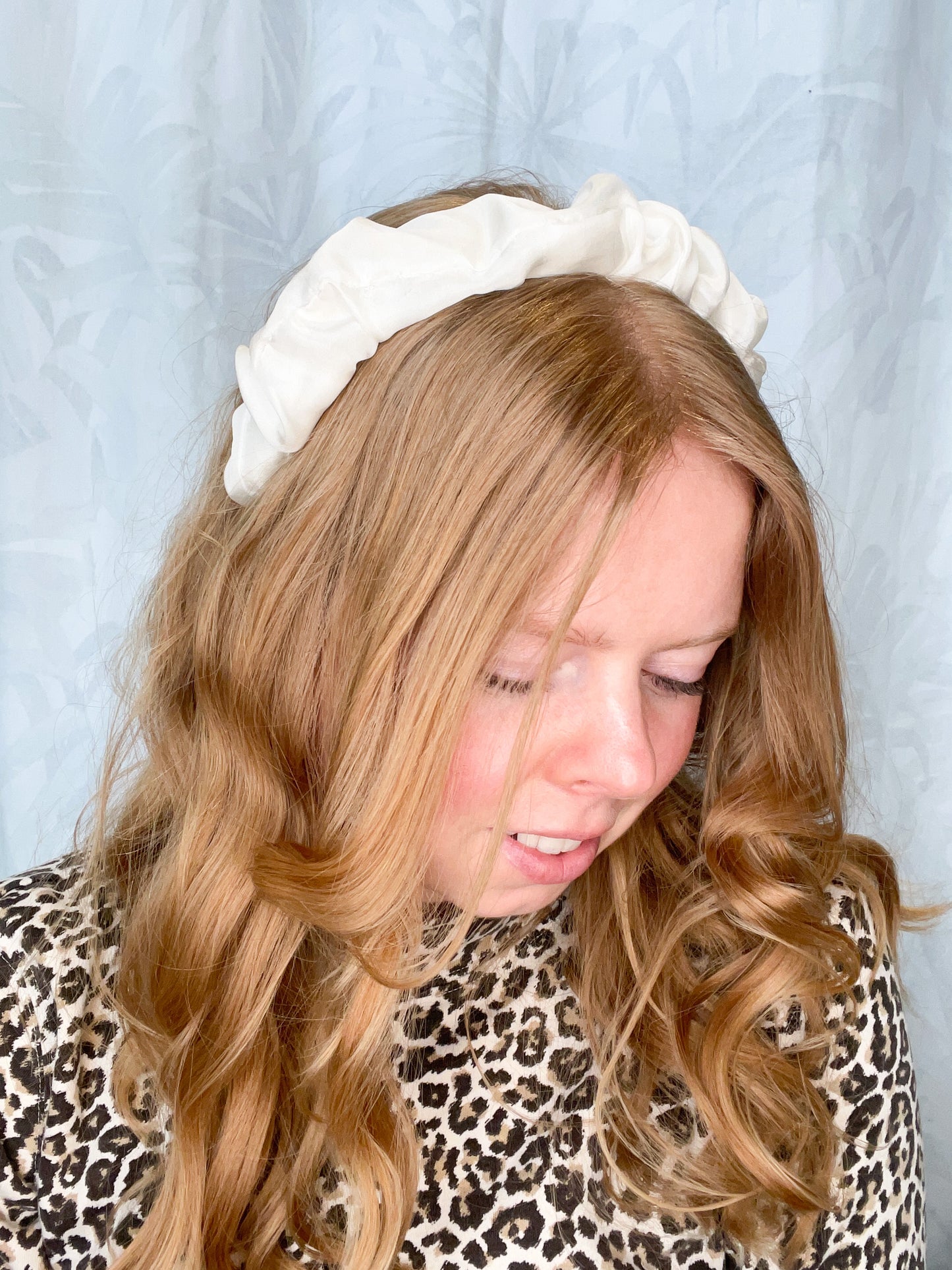 White Silk Upcycled Headband: Scrunchie Crown