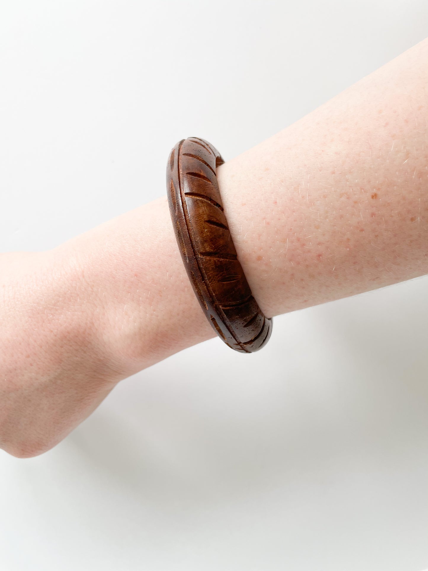 Real Wooden Engraved Bangle Bracelet