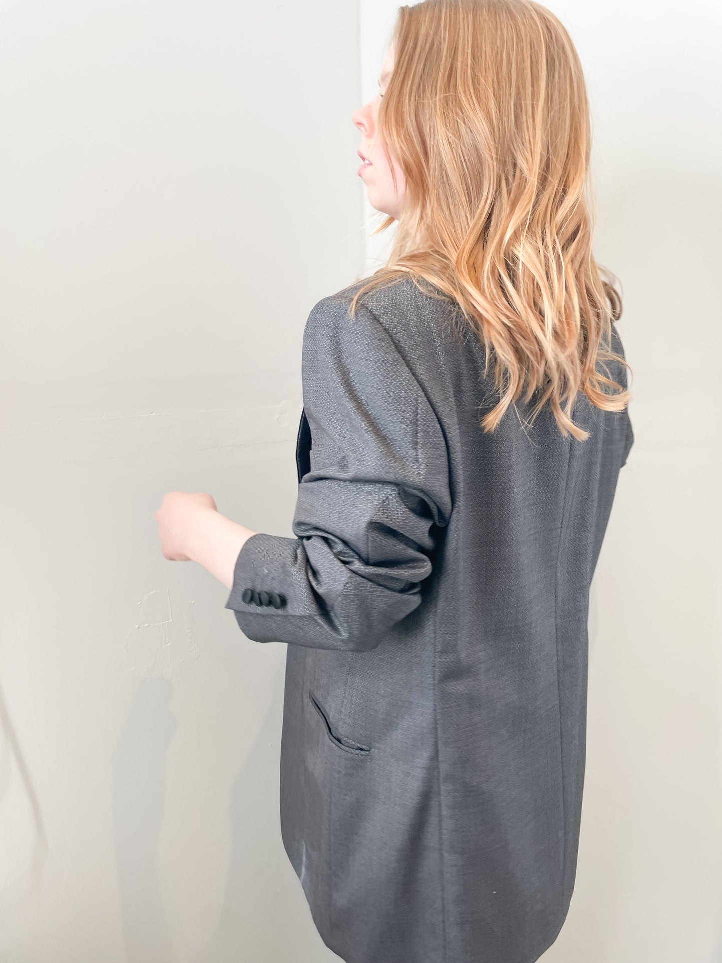 ERMENEGILDO ZEGNA Grey Wool and Silk Jacket Blazer - XL