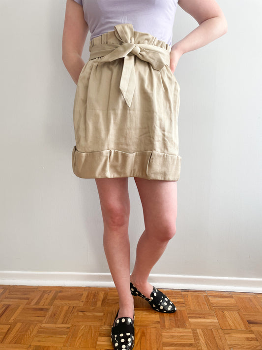 BCBGeneration Beige Paper Bag Skirt with Belt - Size 8