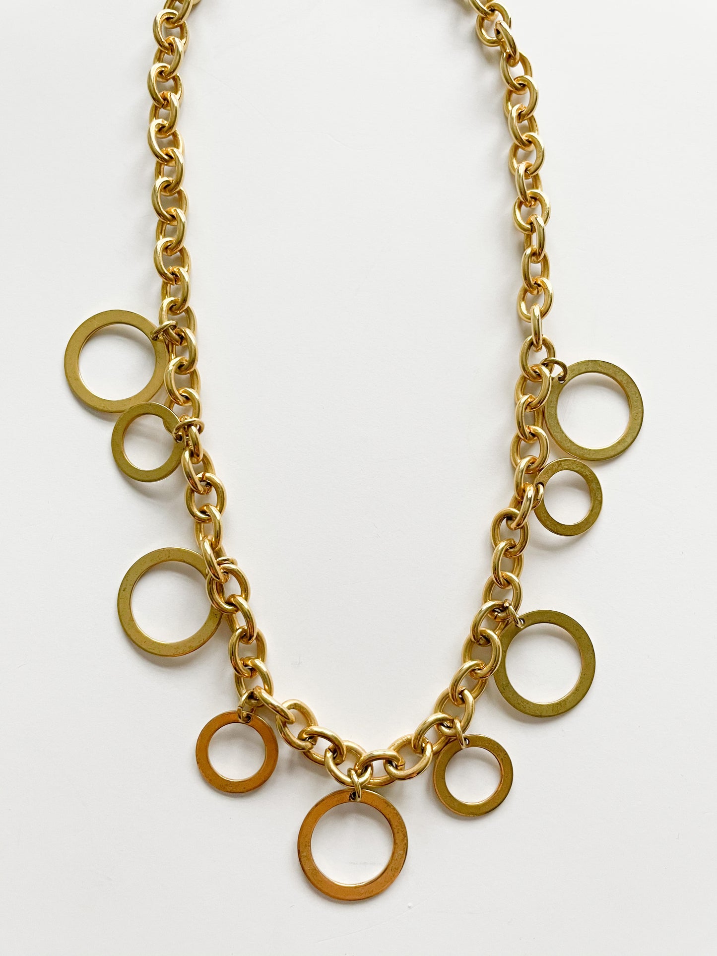 Gold Chain Circle Statement Necklace