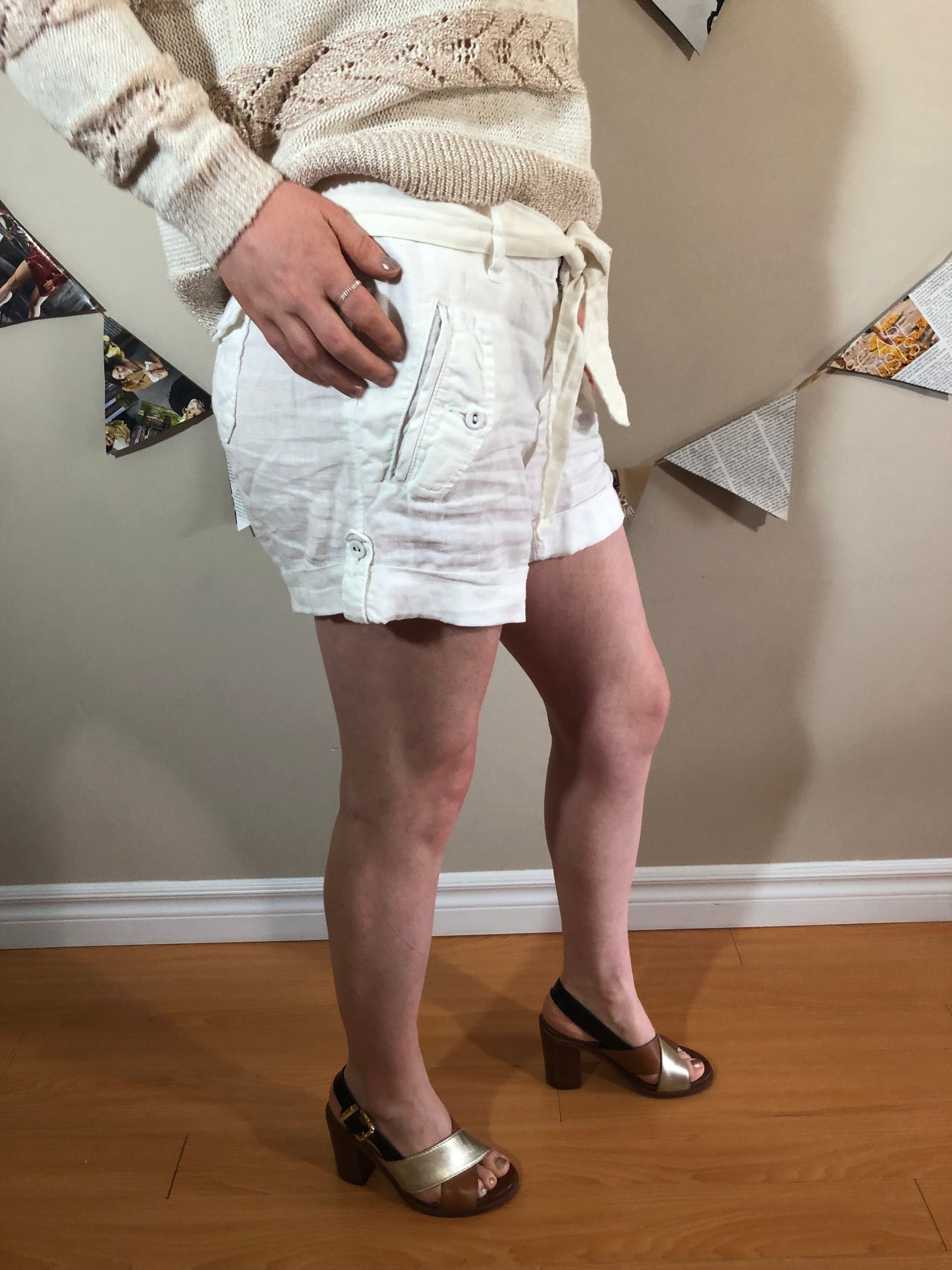 Tommy Hilfiger White Linen Tie Waist Shorts - Le Prix Fashion & Consulting