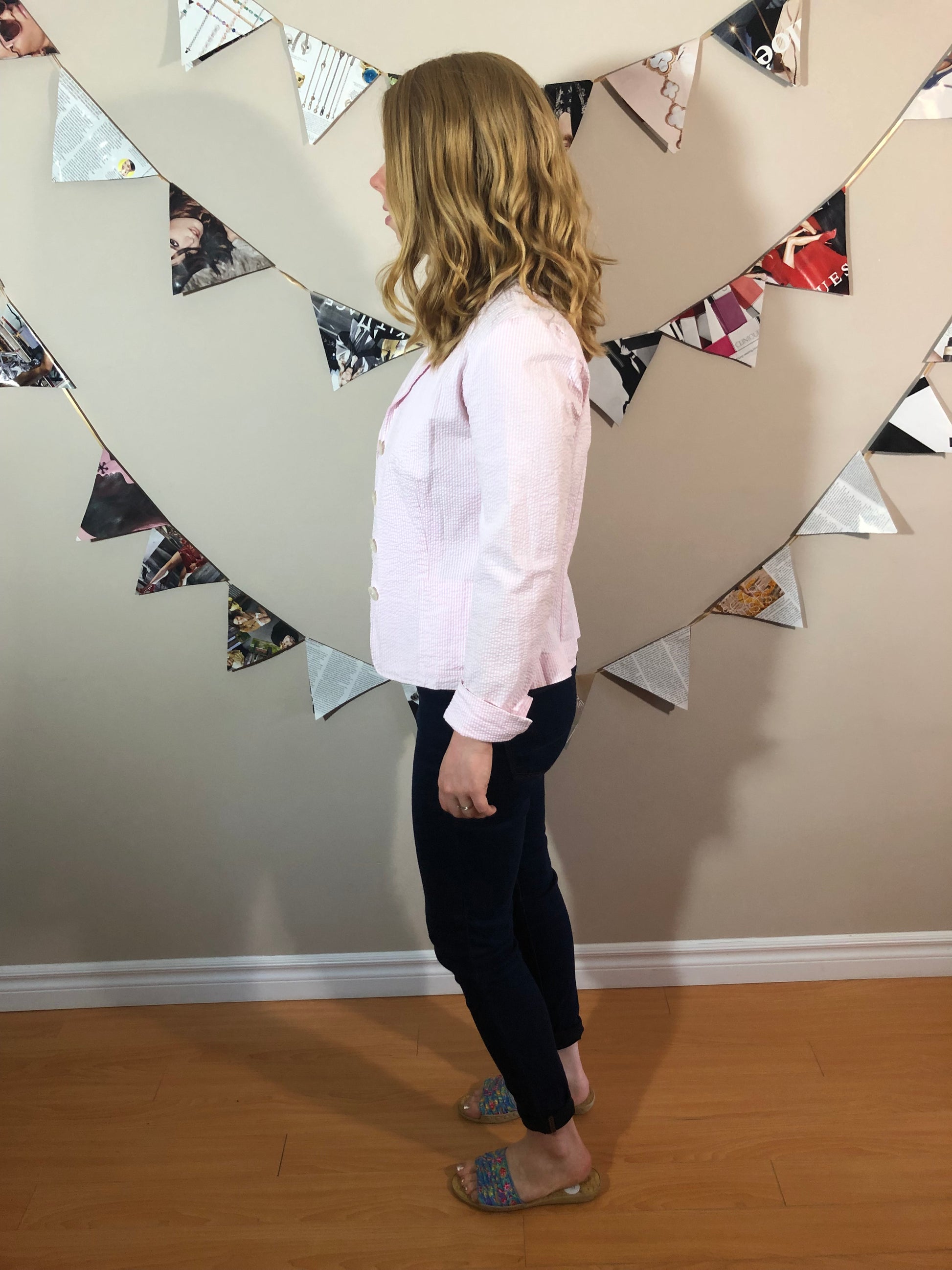 Ralph Lauren Baby Pink Cotton Seersucker Stretch Petite Blazer - Le Prix Fashion & Consulting