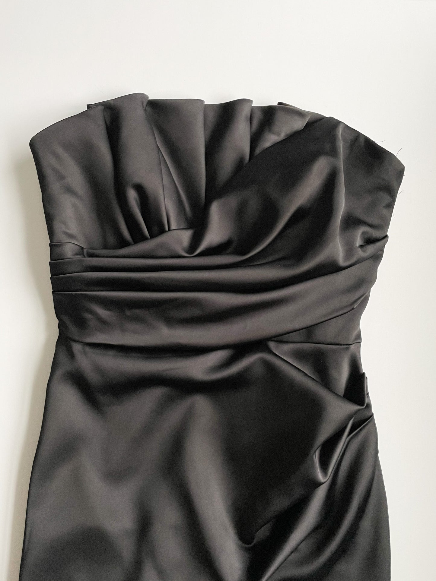 David's Bridal Black Rouched Strapless Mini Dress - Size 2