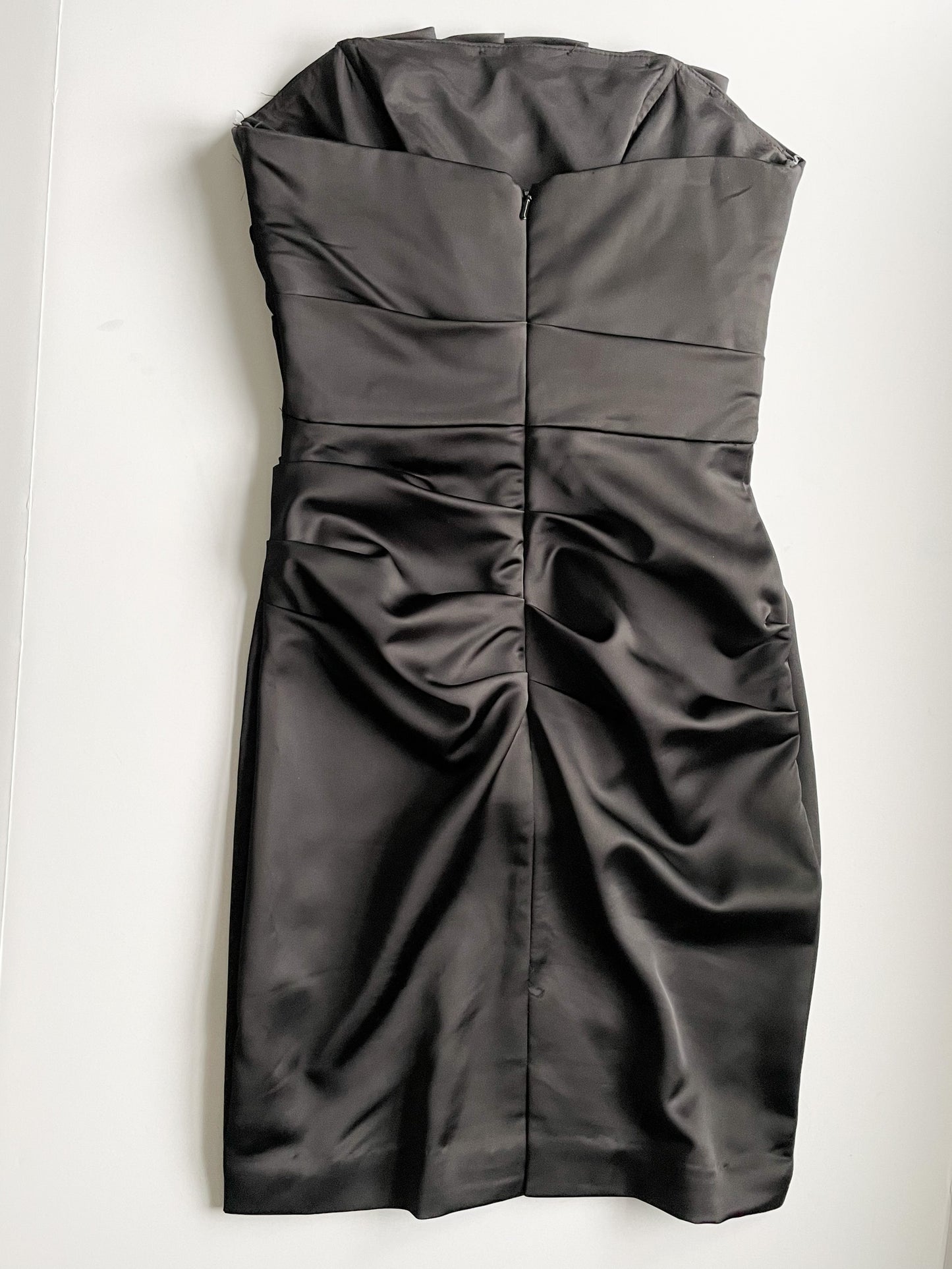 David's Bridal Black Rouched Strapless Mini Dress - Size 2