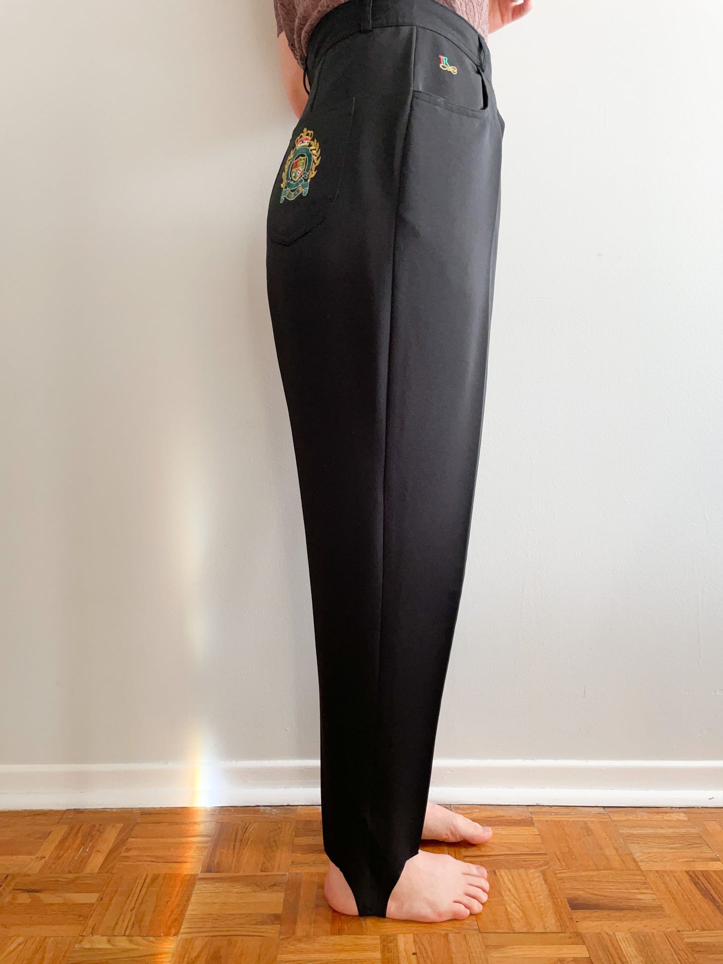 Tamsrum Black High Rise Trouser Stirrup Pants - S/M
