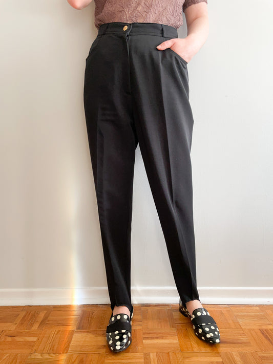 Tamsrum Black High Rise Trouser Stirrup Pants - S/M