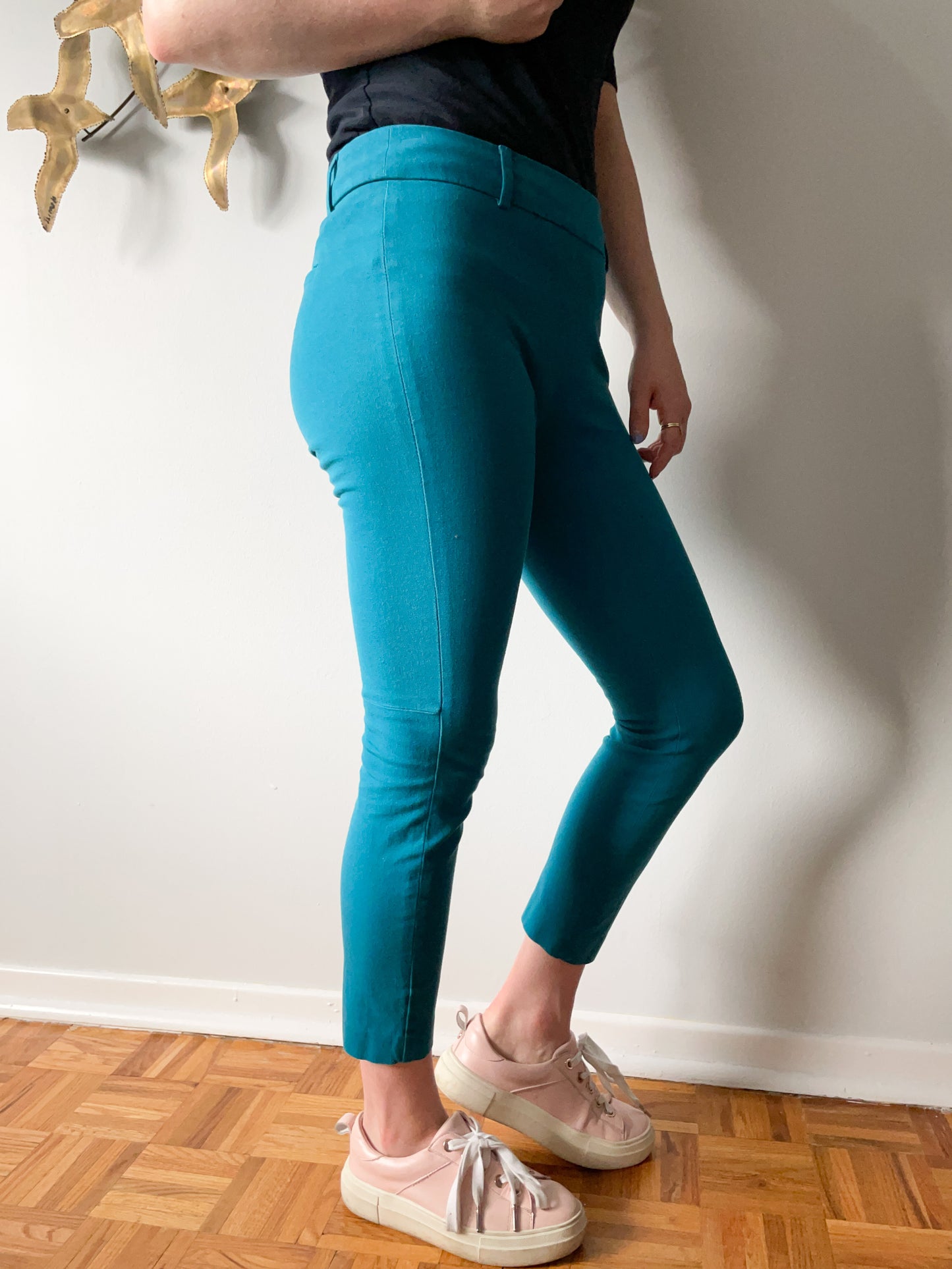 Smart Set Teal Stretch Cotton Cropped High Rise Legging Pants - Size 4